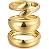 Chunky Gold Bangle Bracelets for Women, Dainty 14k Gold Plated Big Stackable Bangles Set, Trendy Statement Cuff Bracelet Stack Fashion Jewelry Gifts (3 Big chunky bangles)