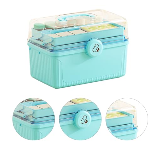 Boîte de rangement de médicaments à 3 couches bleu ciel pour pharmacie maison - 4