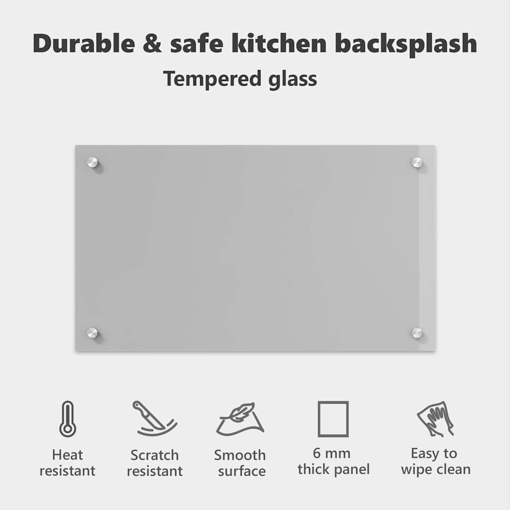 vidaXL Panel kuchenny Jasnoszary 70 x 40 cm szkło hartowane, Nowoczesny, trwały szkło backsplash do kuchni, odporny na ciepło, stylowy wygląd, łatwy montaż