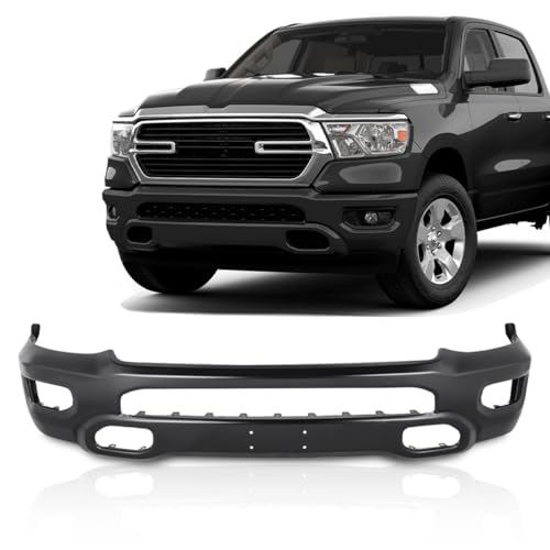 Front Bumpers Compatible with Ram 1500 2019 2020 2021 2022 2023 2024 Bumper Fits Ram 1500 with Fog Lights Holes OE Replacement Bumper (Black)