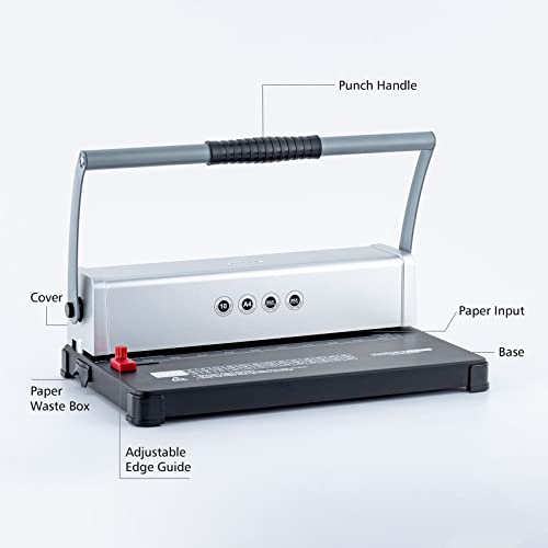 Tianse Binding Machine, 10-Holes, 350 Sheets, Clip Binding Machines With Starter Kit 100 Pcs 0.12" Binding Spines, Double Handle Binder Machine Perfect For Letter Size, A4, Or Smaller Sizes #TOP1