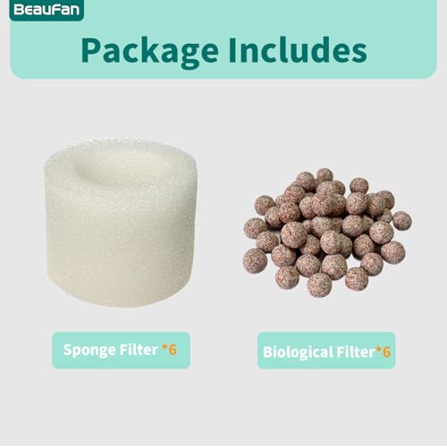 Image of Filtration Tank Filter Replacement for Atlantis Aqua Aqua-55 20 Gallon Fish Tank Filter up to 55 Gallons & 55 Gallon Fish Tank Filter, 6 Pack Sponge Filters and 6 Pack Ceramic Media Balls