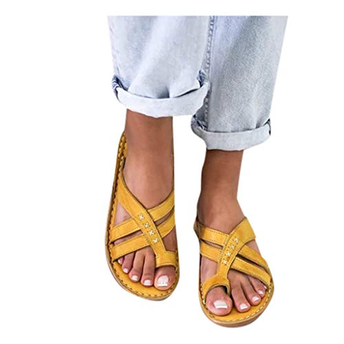 Sandales Orthopédiques pour Femmes, 2020 NEW Correction Sandale Chaussures Orthopédique Respirante Peep Toe,Bunion Splint Pantoufles Soulagement De La Douleur Femmes Plateforme Sandale (Jaune, 36) Cover