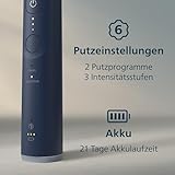 Philips Sonicare 6100 elektrische Zahnbürste, Schallzahnbürste, 2 Putzmodi, 3 Intensitätsstufen, Andruckkontrolle, EasyStart, SmarTimer, Reiseetui, Marineblau, Modell HX7403/01 [Neue Technologie]