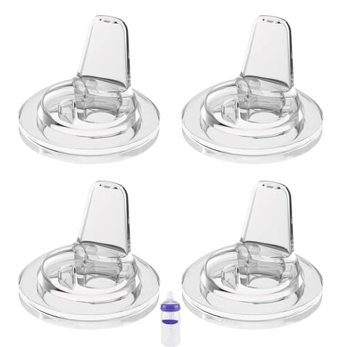 Image of Spout Sippy Nipples for Lansinoh Baby Bottles, Transition Cup Food Grade Silicone Soft Nipple 6m+, Pack of 4
