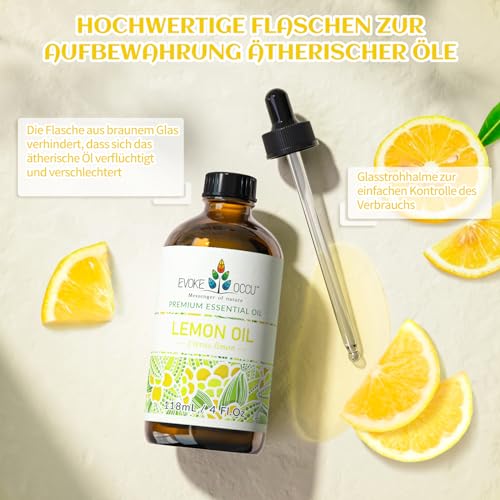 EVOKE OCCU Zitrone ätherisches Öl 118 ml, reines Zitronenöl für Home Diffuser Massage Hausreinigung- 4 FL Oz