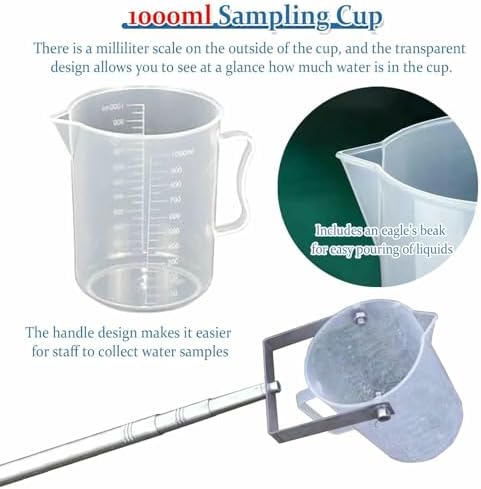 Teles Water Sampling Pole, Environmental Quality Sampler for Labs, Ponds & Rivers – Vertical Swing Dipper Rod for Accurate Water ing & Sampling