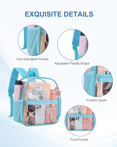 Image of Clear Backpack for Stadium Events, 12x12x6 Small Clear Plastic bag with Reinforced Straps for Game Security Festival Concert