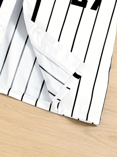 Image of Hilinker Girls Graphic 3 Piece Outfits Short Sleeve Striped Cardigan and Crop Cami with Shorts Set