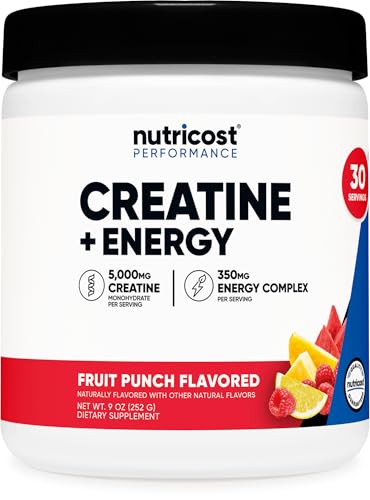 Nutricost Creatine + Energy 30 Servings (Fruit Punch Flavored) - ...