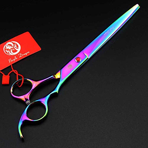 Purple Dragon 8.0 Inch Dog Hair Cutting, Curved And Thinning Scissors Shear Pet Grooming Tool Kit #TOP1