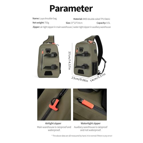 Aparejo de hombro multifuncional y mochila de cofre impermeable 9.5L delgada 5