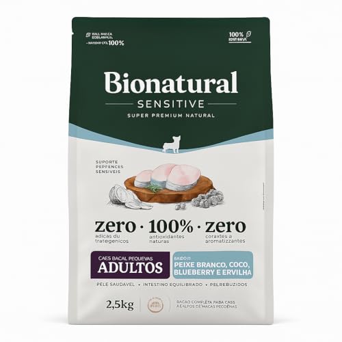 RAÇÃO BIONATURAL PRIME CÃES SENSITIVE PORTE PEQUENO PEIXE BRANCO 2,5KG