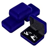 PH PandaHall Paquete de 4 cajas de almacenamiento de gemelos de terciopelo azul,...