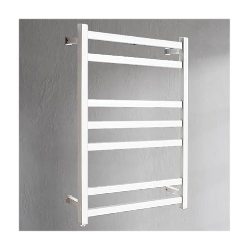 Toallero eléctrico de Acero Inoxidable de 7 Barras para Pared, Color Blanco, con Enchufe para baño, Secado rápido y Comodidad de Lujo.