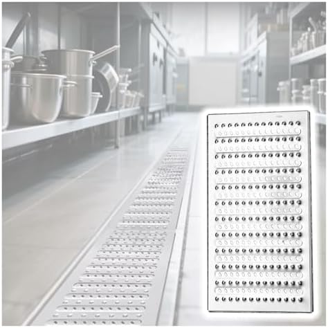 Stainless Steel Metal Channel Drain Grate for Kitchen, Garden, Patio, Sidewalk & Driveway - Anti-Blocking Trench Drain Cover with Non-Slip Design & Drainage Holes