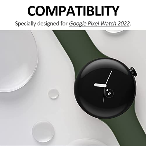 Ingido Compatible For Google Pixel Watch Band, Pixel Watch Soft Silicone Wristband Waterproof Sport Strap Band For Google Pixel Watch 2022（Green-S） #TOP1