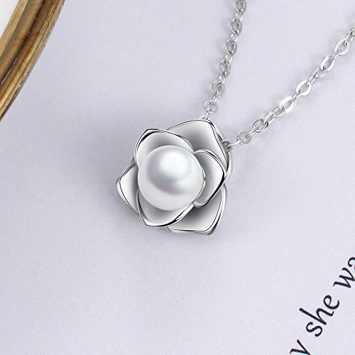 Charme de pendentif fleur et perles précieuses sur chaîne longue - 4