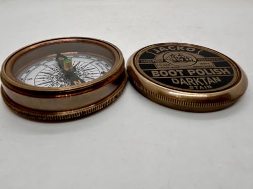 Brújula de bolsillo de latón con acabado antiguo, herramienta vintage de navegación para senderismo, camping y aventura al aire libre miniatura 6