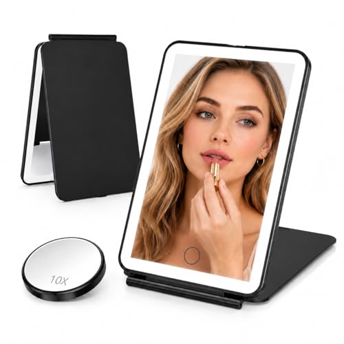 Espejo de Maquillaje Recargable con Luz LED Plegable