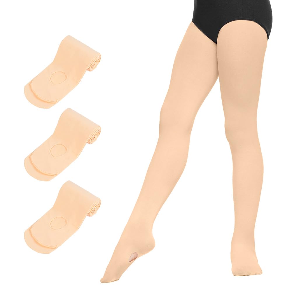 Medias de Ballet Convertibles para Niña 90D 3Pcs Rosa Carne