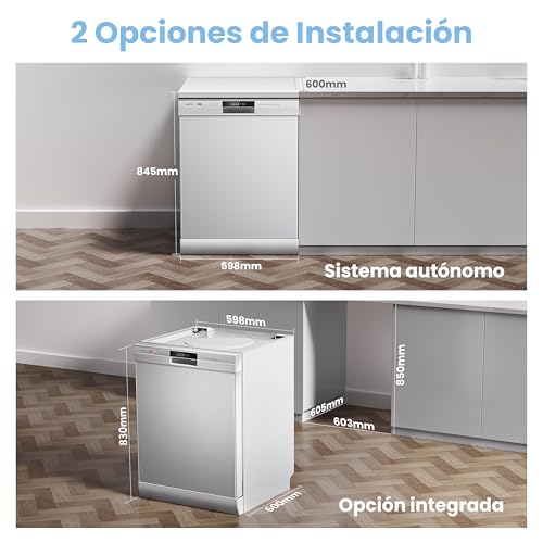 Miniatura 9 de Comfee Cdwpf1201pw-We-Eu Lavavajillas De Libre Instalación, 60cm, 49db Con 12 Cubiertos, 8 Programas Control Por Botón, Blanco