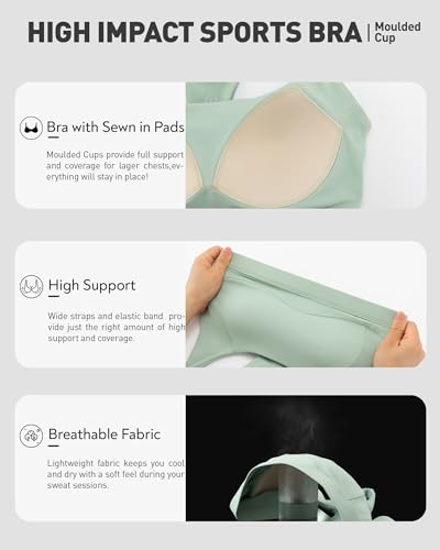 Image of RUNNING GIRL Sports Bras for Women High Support,Racerback High Impact Sports Bra Moulded Cup Workout Bra Push up