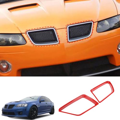 Image of Car Front Bumper Grille Cover Trim Compatible with Pontiac G8 08-09 /Holden Commodore 06-12 ABS Front Grille Accent Trim Cover Front Grille Bumper Grill Inserts protective Accessories (Sport Red)