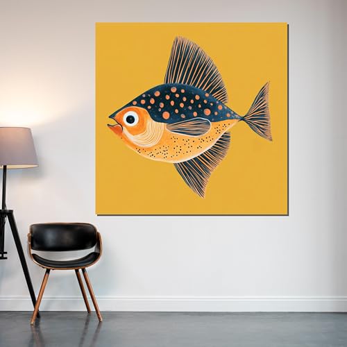 Tableaux décoratifs poissons colorés pour dynamiser un mur vide