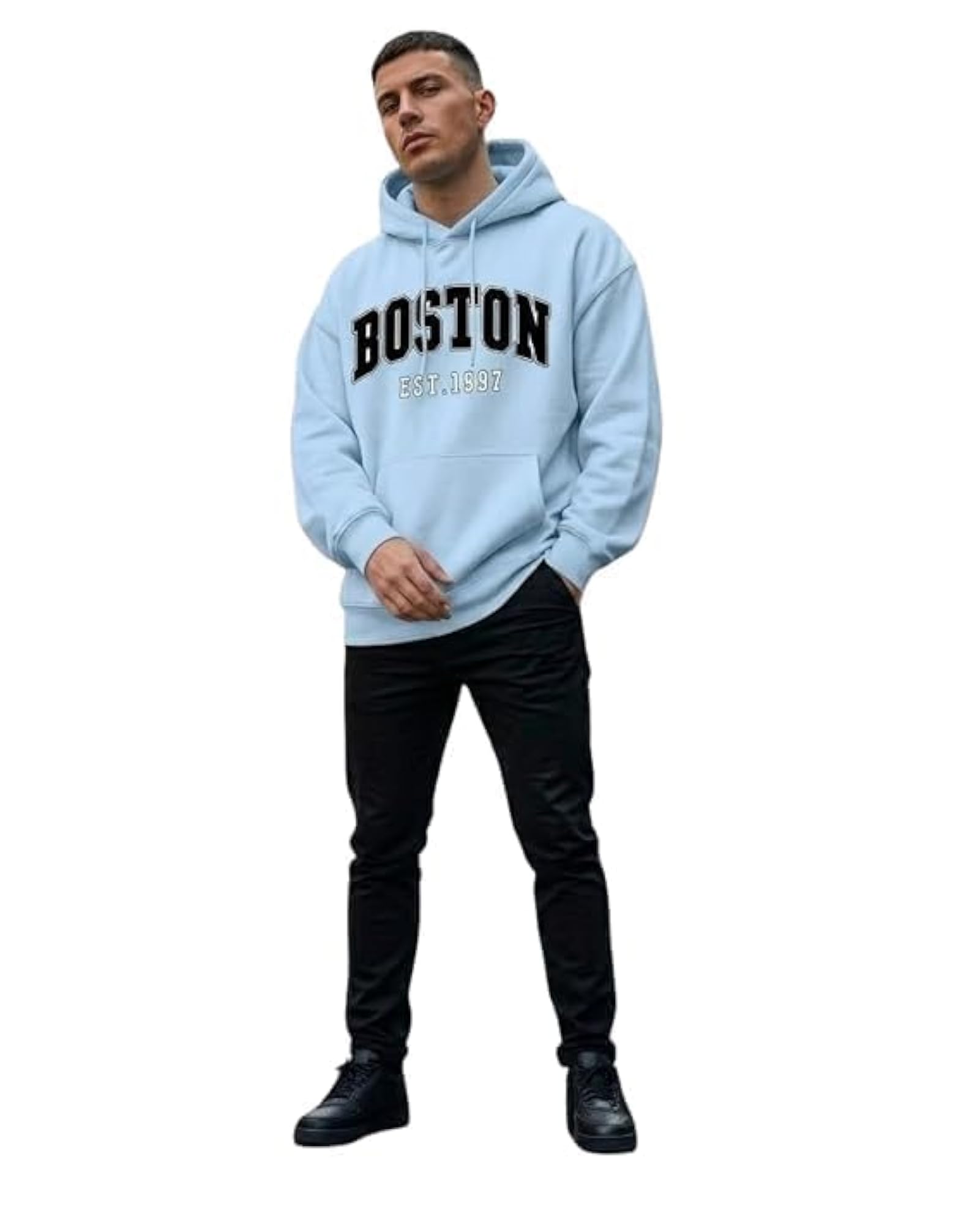Oversized Boston 1997 Graphic Printed Hoodie