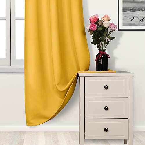 Image of DWCN Blackout Curtains for Bedroom Living Room W42 x L45 Inch Long Yellow