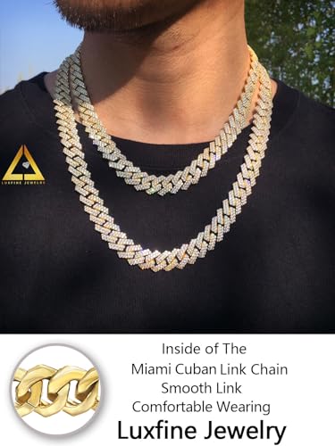 12mm Iced Out Cuban Link Chain 14K REAL Gold Plated Hypoallergenic Hip Hop Jewelry 5A+ Cubic Zirconia Prong-setting Necklace for Men Women Choker Birthday Father Day Gift3