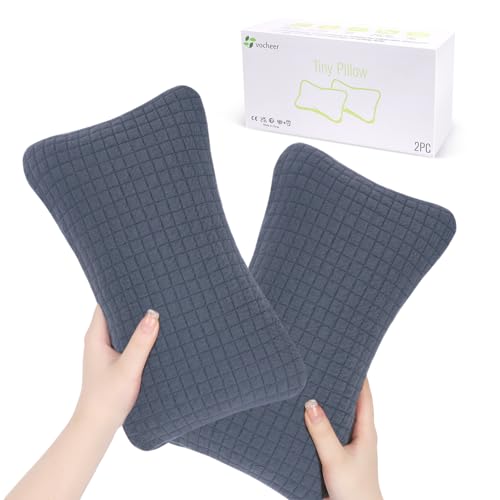 vocheer Petits oreillers pour dormir, 27,9 x 17,8 cm, mini oreillers pour cou, poignet, lombaires et genoux, oreiller pour animaux domestiques, coton, lavable en machine, gris clair, 2 pièces