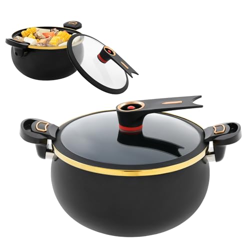 8.45 Qt Micro-Pressure Cooker Pot, Non-Stick Iron Dutch Oven for All Stovetops, with Auto Pressure Release Valve & 2 Handles, Round Universal Stew Pot for Home, Restaurant, Hotel, Fast Food Store
