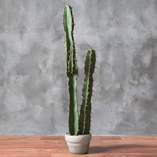 Mygift Fake Indoor Plants Artificial Cactus Decor In Cement Style Clay Pot, 36-Inch Tall #TOP1