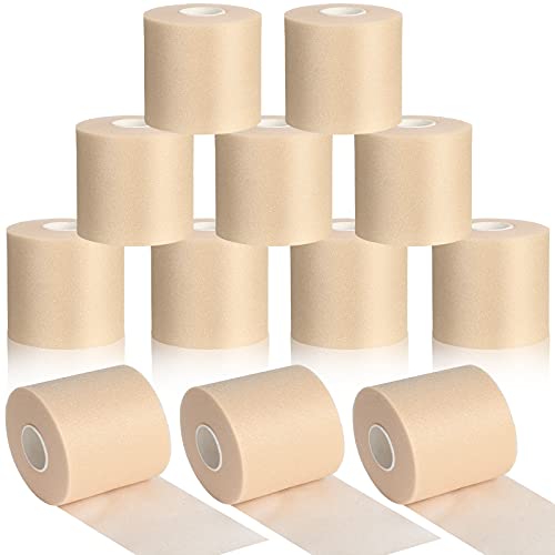 Image of 12 Rolls Pre Wrap Athletic Tape Bulk Underwrap Athletic Tape, Skin Color | Foam Sports Wrap for Wrists Hands Ankles Knees Headbands Soccer Football Baseball Gymnastics Fitness