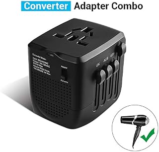 Travel Adapter and Converter, 220v to 110v Converter, Power Converter Adapter Combo