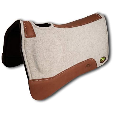 Southwestern Equine OrthoRide Made in USA Premium All Wool Build up, Saddle Pad Western, Classic Contour Saddle Pad, Ortho Pad Horse Saddle Pad, Saddle Blanket (31 x 32, Natural Leathers) Cover