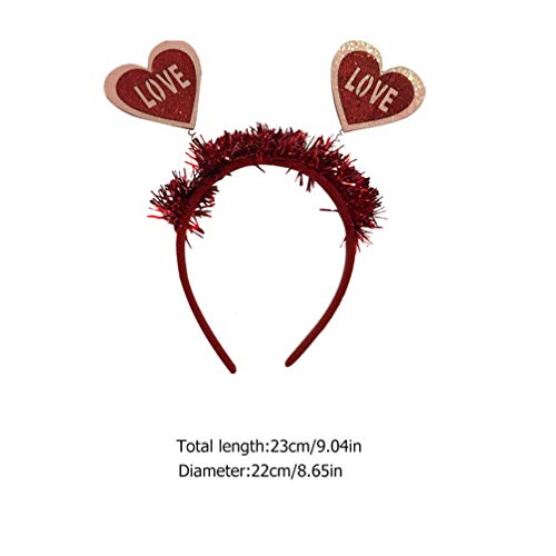 minkissy Love Heart Headband Glitter Head Bopper Kiss Me Pattern Valentines Day Hair Accessories Felt Holiday Party Headwear Costume Headpiece For Photo Props Wedding Party Favors Red - Image 2