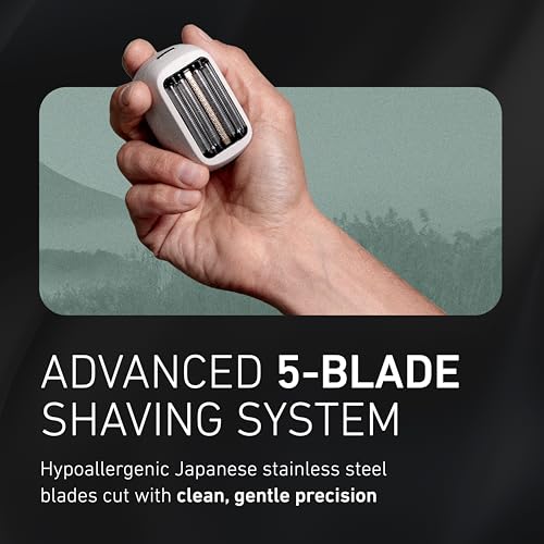 Image of Panasonic ARC5 Palm-Sized Foil Shaver, Powerful Travel Electric Razor for Men, USB-C Charge Wet /Dry, Easy-Clean Luxury Japanese 5-Blade, Smooth & Precise Cut w /Smart Sensor (Natural Sea Stone)