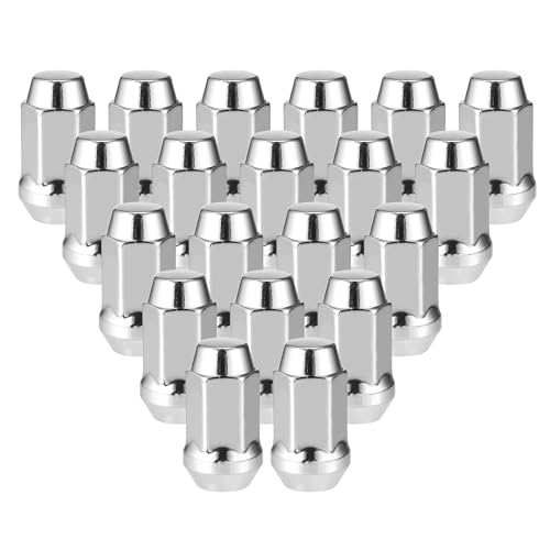 Image of 20 Pcs Wheel Lug Nuts Compatible for Ford Explorer for Lincoln MKS, Durable Chorme Plated 1 /2-20 Carbon Steel Silver Tone Tire Lugnuts