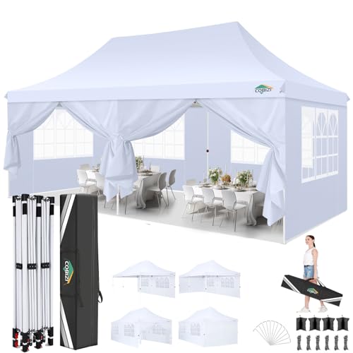 COBIZI 10x20 Pop Up Canopy with 6 Sidewalls, Conical Party...