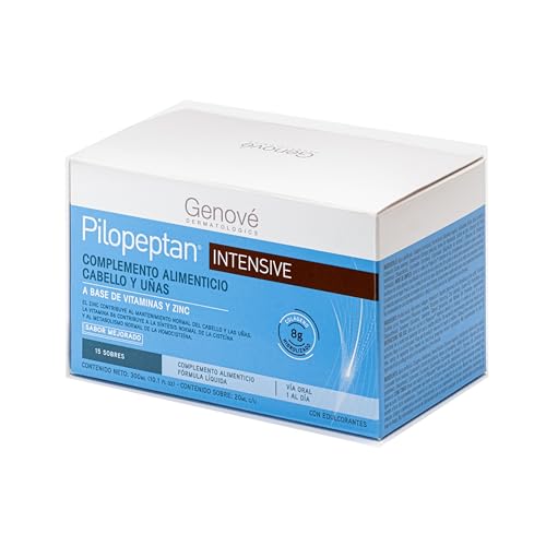 Pilopeptan Intensive | Anticaída Capilar |Hombre y Mujer | Potencia el Crecimiento, Formación de Queratina, Anclaje, Brillo y Vitalidad del Pelo y Uñas | 15 Sobres