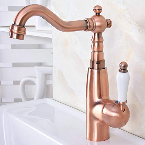 Robinet de lavabo en cuivre rouge antique au design vintage haut de gamme