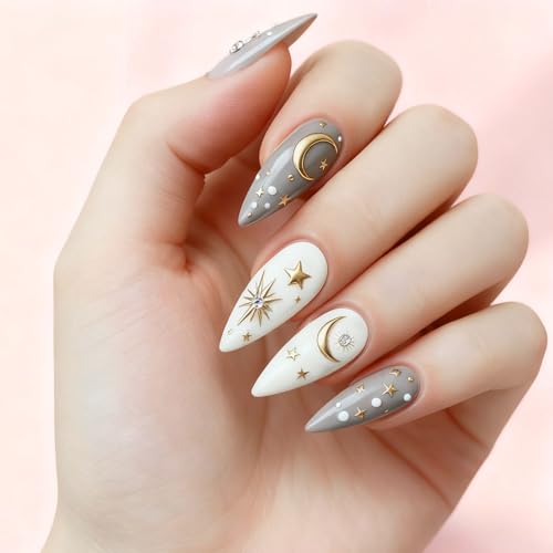 Gold Nail Art Sticker Decals Star Moon Nail Stickers Snake With Design Self Adhesive Nail Decals 5D Embossed With Design Bronzing Manicure Diy Supply Decoration Accessories For Women - Image 6