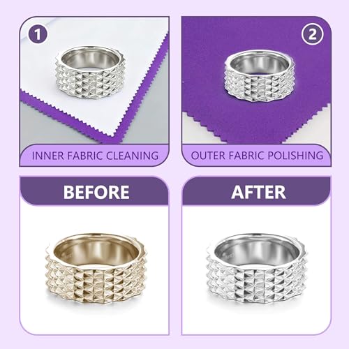 image for cncicxk 3PCS Silver polishing Cloths, 10 x 12.5 inches Four-Layer Doub