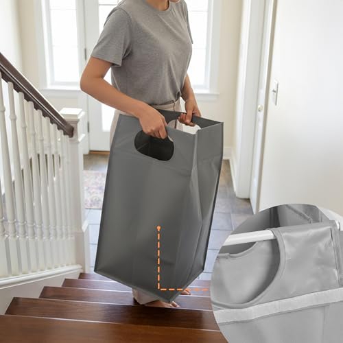 Panier à linge 3 bacs amovibles gris et blanc Relaxdays - 6