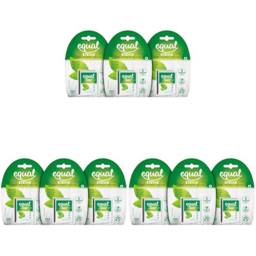 Image of Equal Stevia Natural Sweetener, Sugar Free, 100 Tablets, Pack of 9