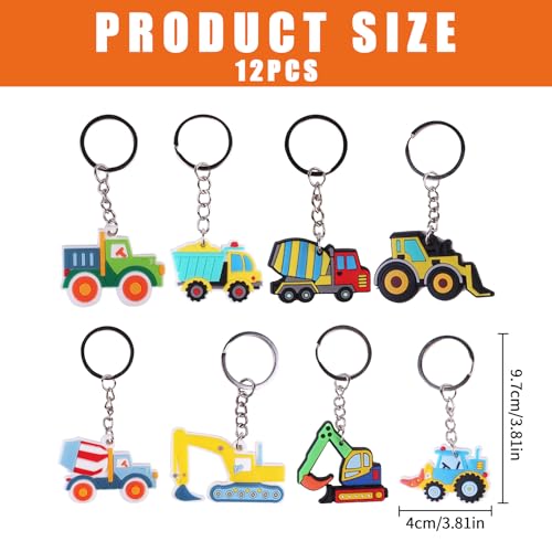 CAIKAILIOR 8 Stück Schlüsselanhänger Traktor,schlüsselanhänger Kinder,Baufahrzeuge Thema,Bagger Spielzeug Anhänger Baustellen Party Kindergeburtstag Mitgebsel BAU Geburtstag Give Aways Gastgeschenke