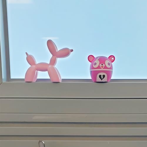 Estatua pequeña de perro globo rosa para decoración miniatura 6